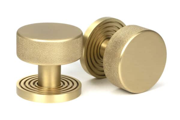 Satin Brass Brompton Mortice/Rim Knob Set (Beehive) 1