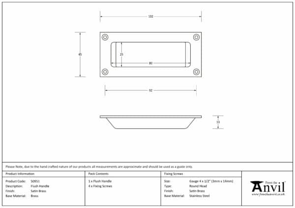 Satin Brass Flush Handle 3