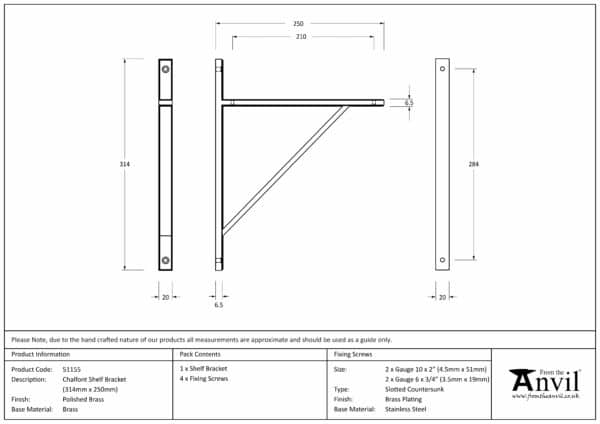 Polished Brass Chalfont Shelf Bracket (314mm x 250mm) 3