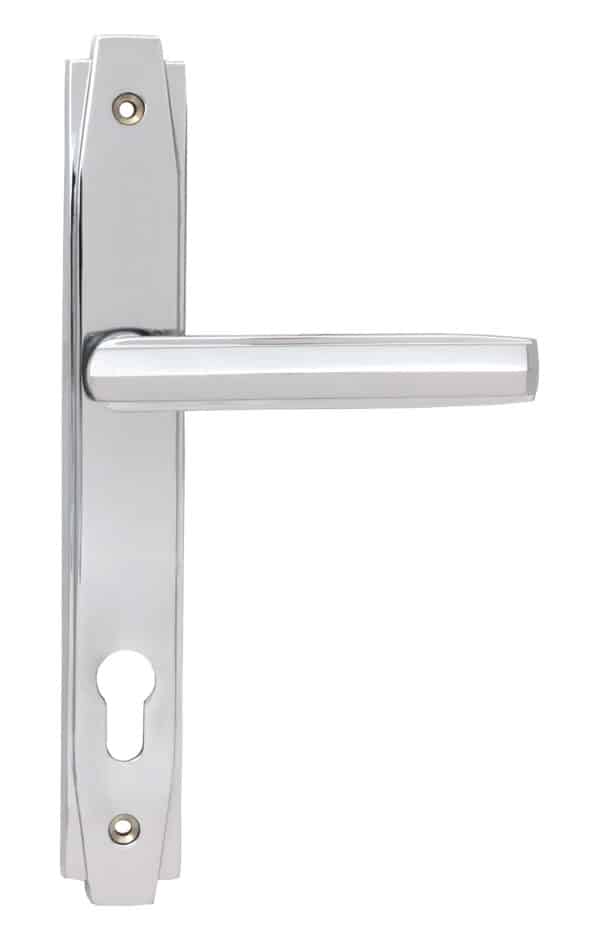 Polished Chrome Art Deco Slimline Lever Espag. Lock Set 1