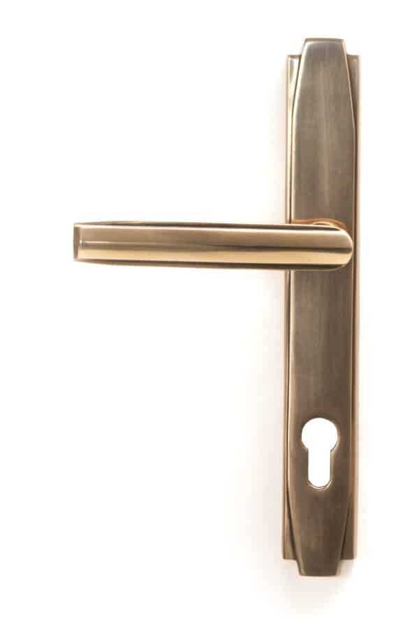 Polished Bronze Art Deco Slimline Lever Espag. Lock Set 2