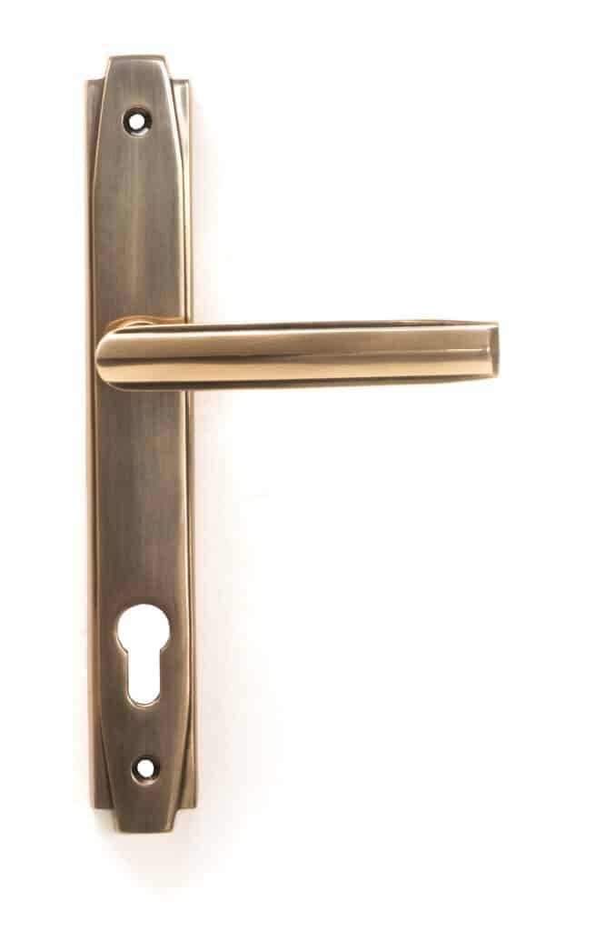 Polished Bronze Art Deco Slimline Lever Espag. Lock Set 1
