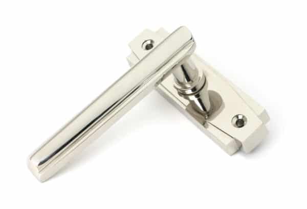 Polished Nickel Art Deco Lever on Rose Set 1