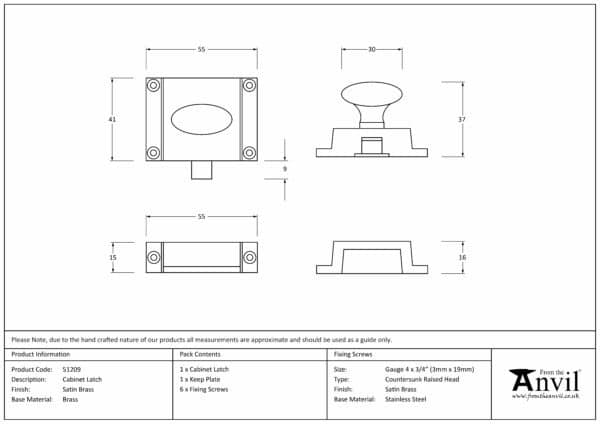 Satin Brass Cabinet Latch 3