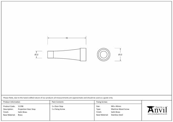 Satin Brass Projection Door Stop 2