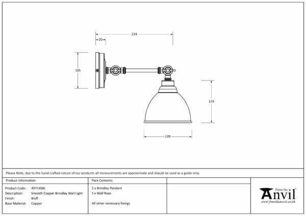 Smooth Copper Brindley Wall Light in Bluff 3