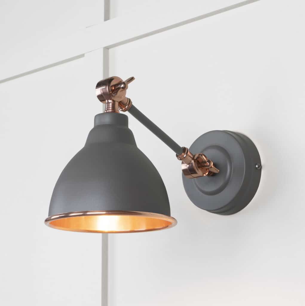 Smooth Copper Brindley Wall Light in Bluff 1