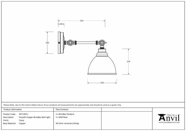 Smooth Copper Brindley Wall Light in Tump 3