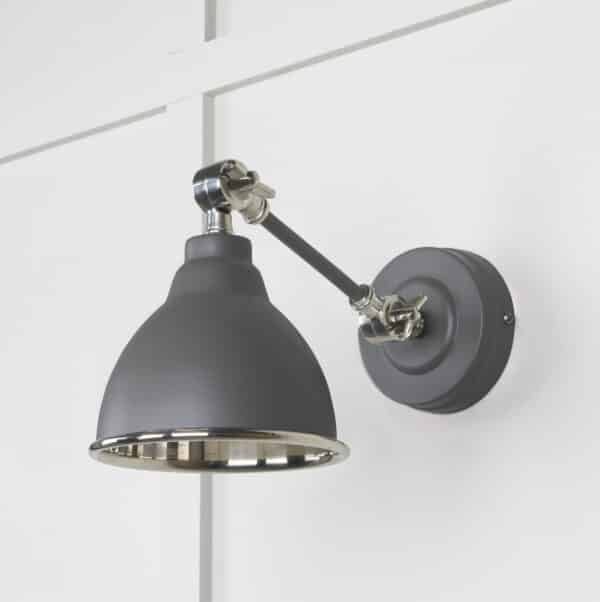 Smooth Nickel Brindley Wall Light in Bluff 2