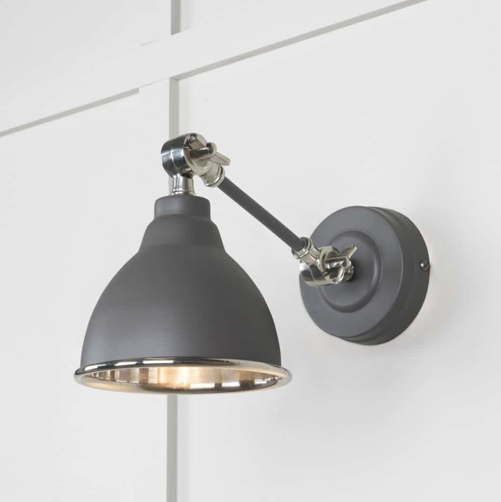 Smooth Nickel Brindley Wall Light in Bluff 1