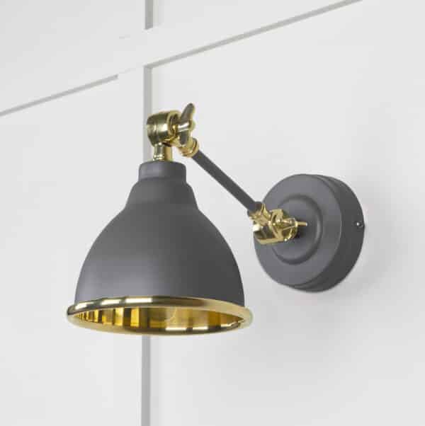 Smooth Brass Brindley Wall Light in Bluff 2