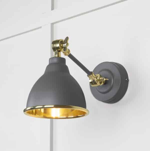 Smooth Brass Brindley Wall Light in Bluff 1