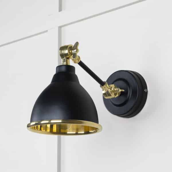 Smooth Brass Brindley Wall Light in Elan Black 2