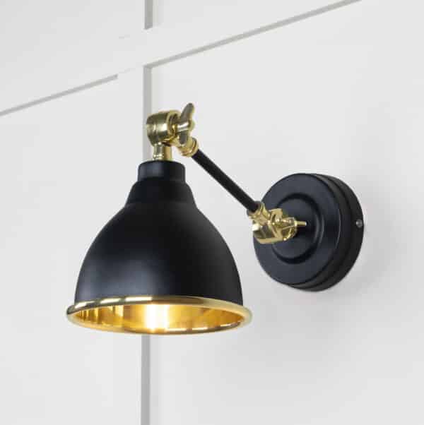 Smooth Brass Brindley Wall Light in Elan Black 1