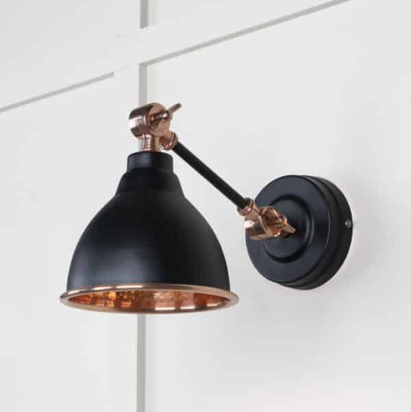 Hammered Copper Brindley Wall Light in Elan Black 2