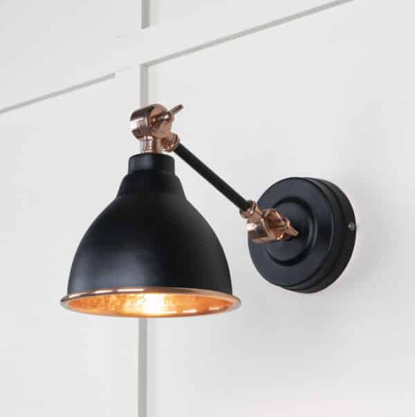 Hammered Copper Brindley Wall Light in Elan Black 1