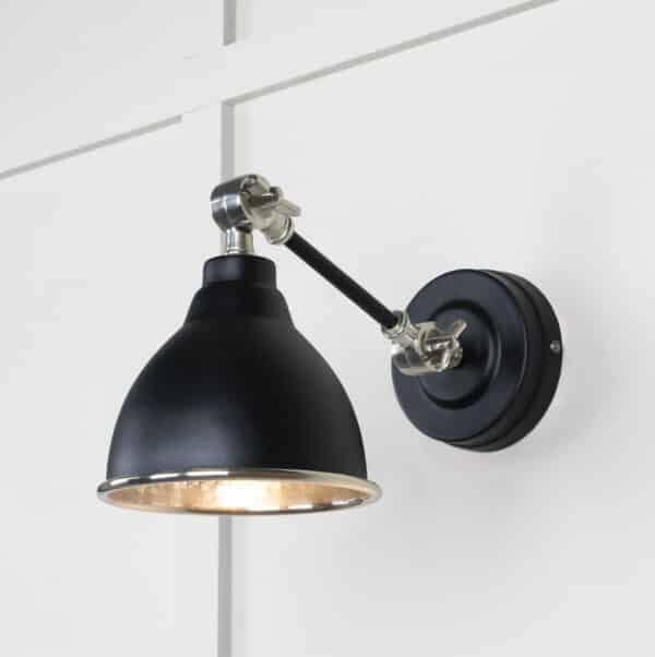 Hammered Nickel Brindley Wall Light in Elan Black 1