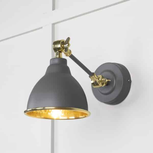 Hammered Brass Brindley Wall Light in Bluff 1