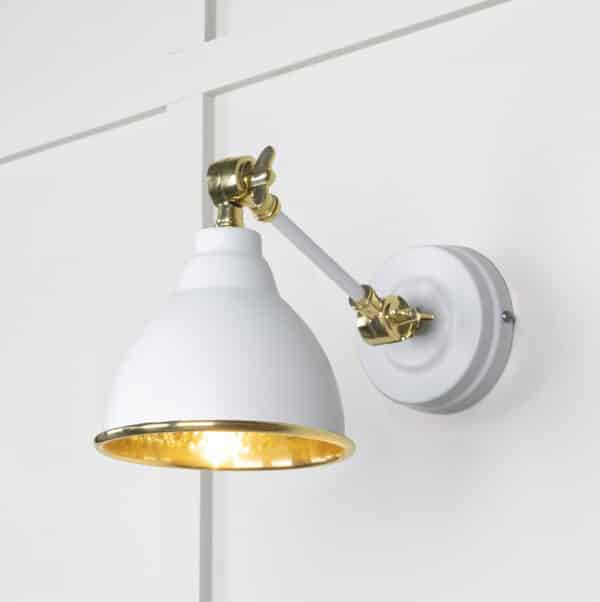 Hammered Brass Brindley Wall Light in Flock 1