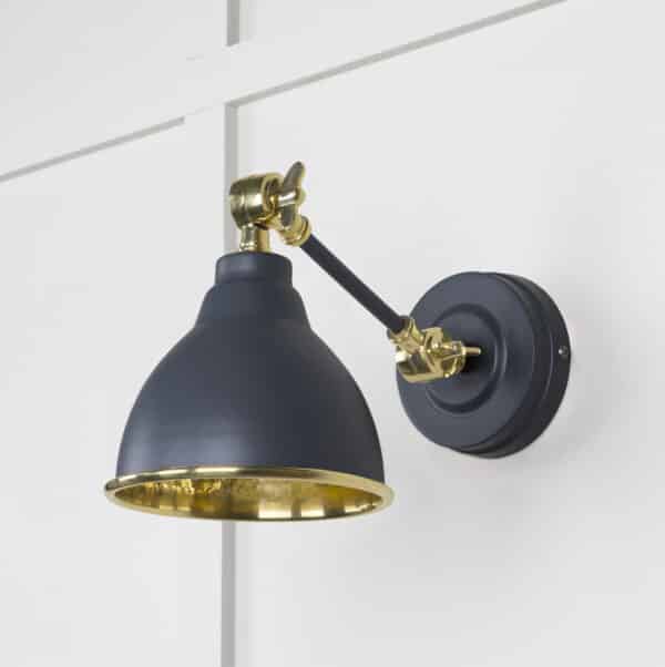 Hammered Brass Brindley Wall Light in Slate 2