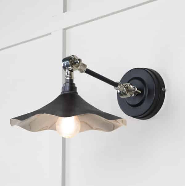 Smooth Nickel Flora Wall Light in Elan Black 1