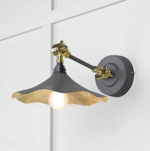 Smooth Brass Flora Wall Light in Bluff 1