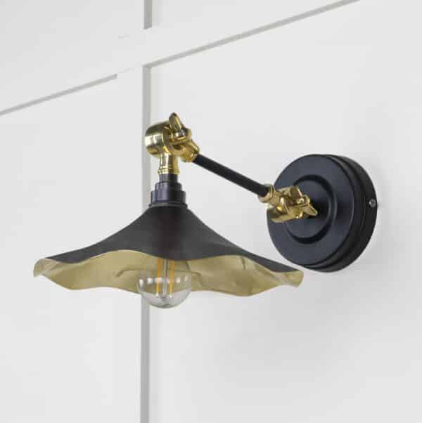 Smooth Brass Flora Wall Light in Elan Black 2