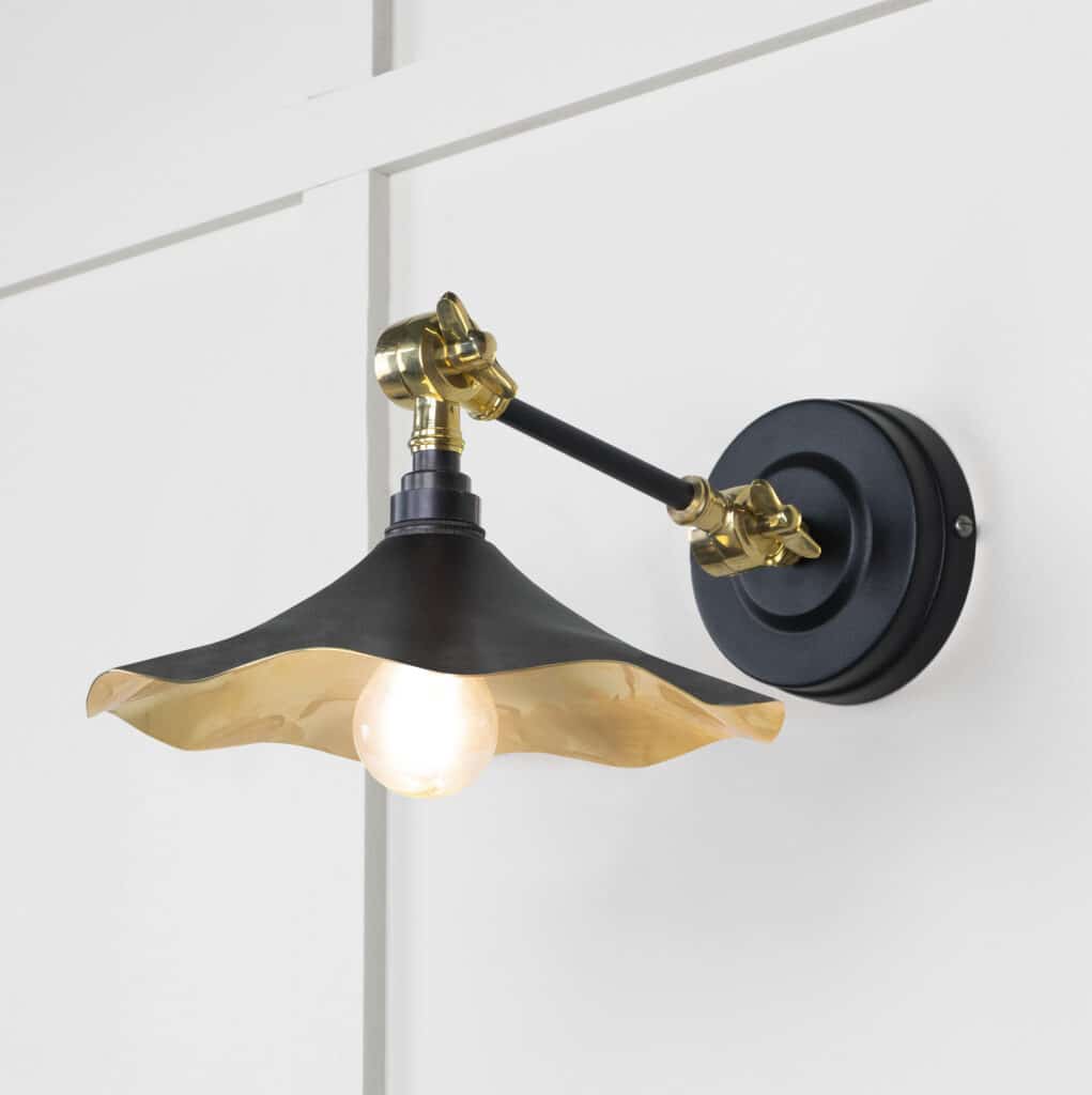 Smooth Brass Flora Wall Light in Elan Black 1