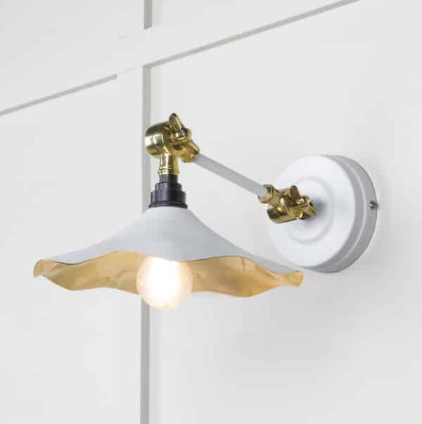 Smooth Brass Flora Wall Light in Flock 1