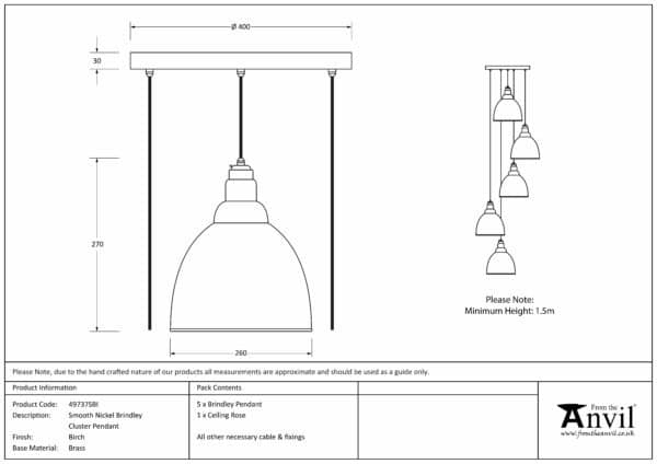 Smooth Nickel Brindley Cluster Pendant in Birch 3