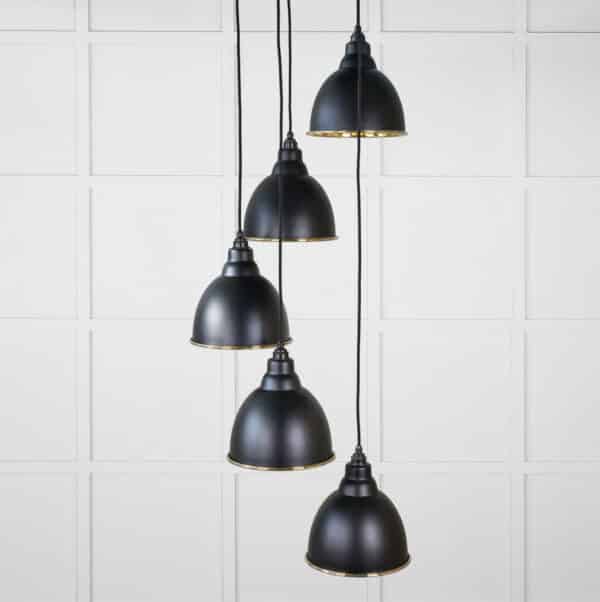 Smooth Brass Brindley Cluster Pendant in Elan Black 2