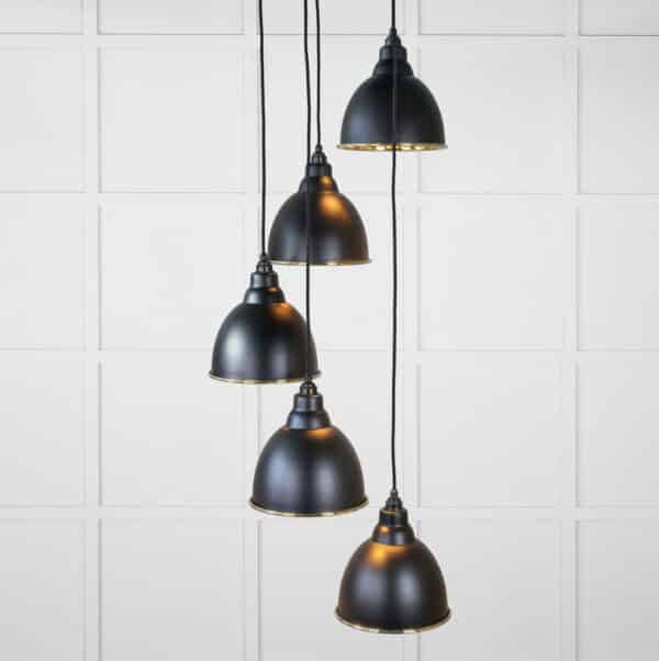 Smooth Brass Brindley Cluster Pendant in Elan Black 1