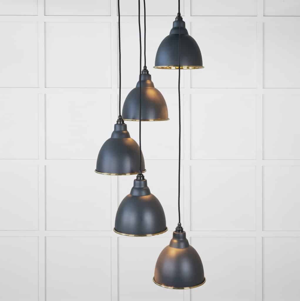 Smooth Brass Brindley Cluster Pendant in Soot 1