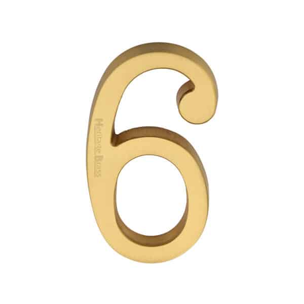 Heritage Brass Numeral 6 Concealed Fix 76mm (3") Satin Brass finish