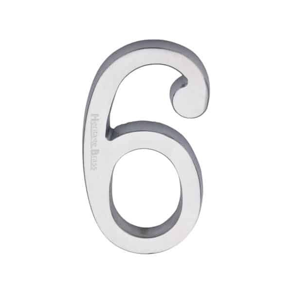 Heritage Brass Numeral 6 Concealed Fix 76mm (3") Satin Chrome finish