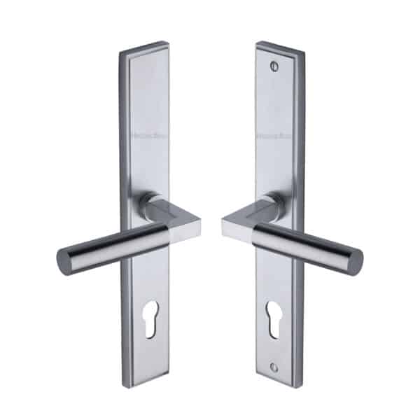 Heritage Brass Multi Point Door Handle - Lever lock Silver