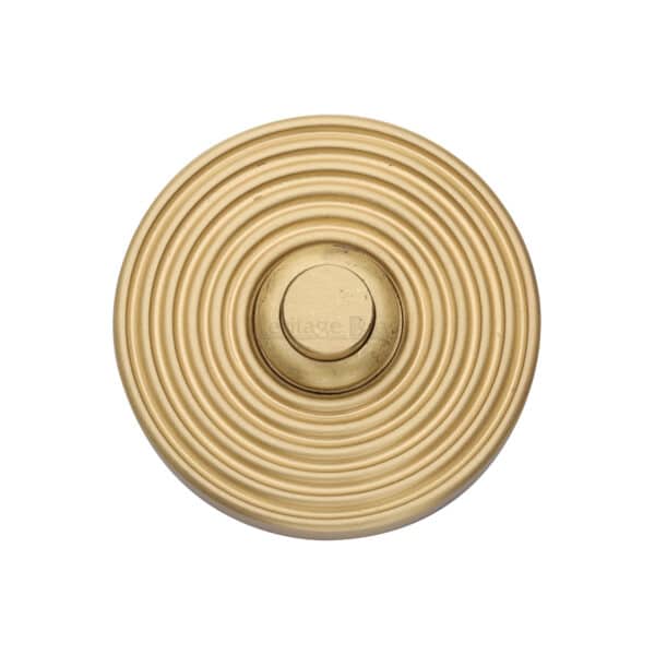 Heritage Brass Reeded Bell Push 3" x 1" Satin Brass finish