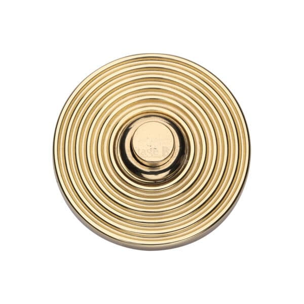 Heritage Brass Reeded Bell Push 3" x 1" Unlacquered Brass finish