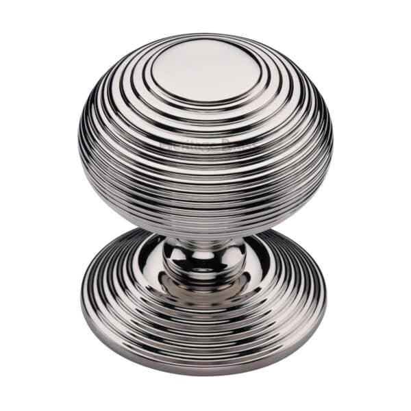 Heritage Brass Reeded Round Knob Polished Nickel