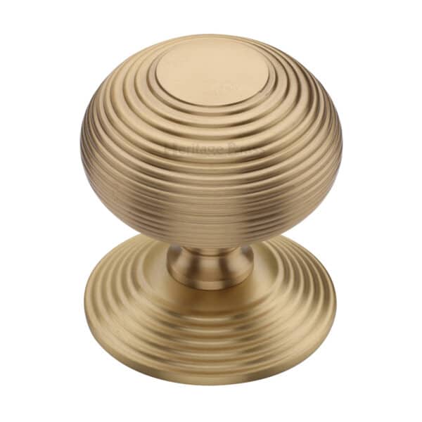 Heritage Brass Reeded Round Knob Satin Brass