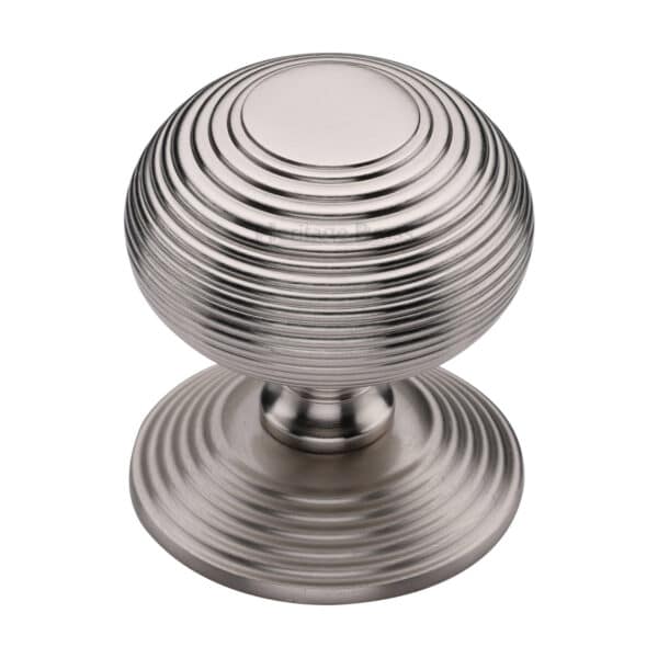 Heritage Brass Reeded Round Knob Satin Nickel