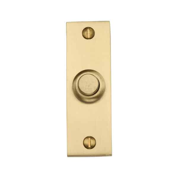 Heritage Brass Rectangular Bell Push 3" x 1" Satin Brass finish