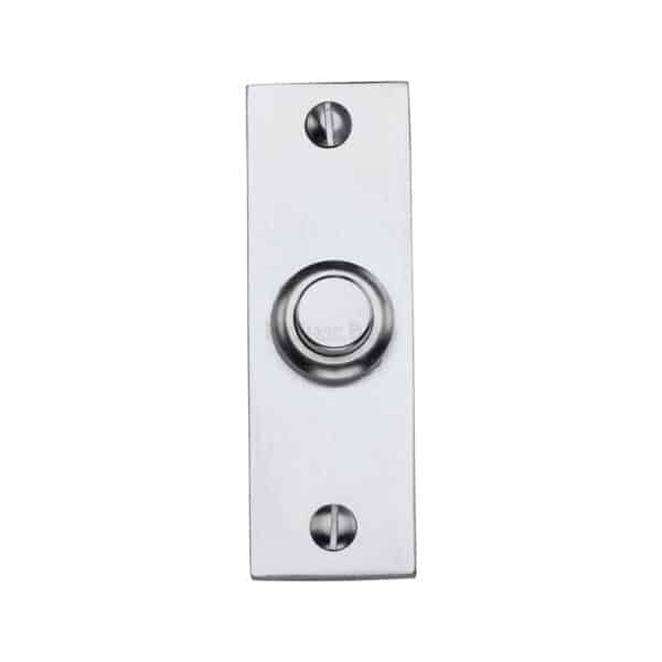 Heritage Brass Rectangular Bell Push 3" x 1" Satin Chrome finish