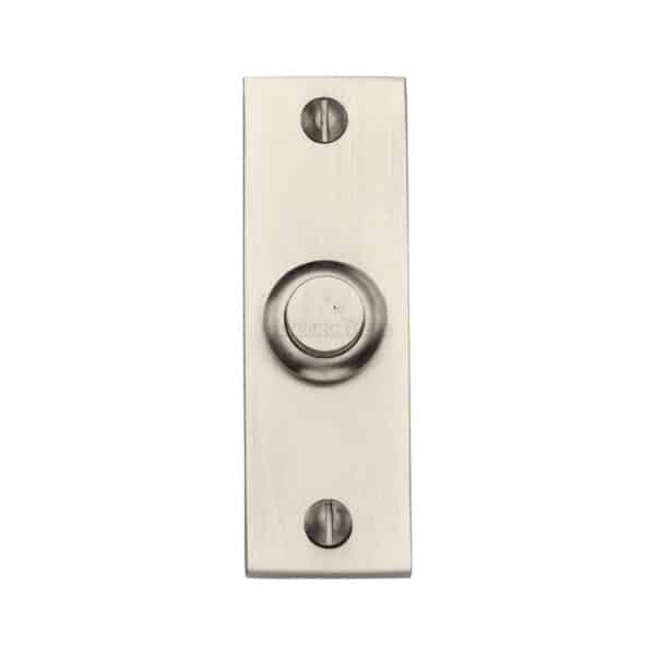 Heritage Brass Rectangular Bell Push 3" x 1" Satin Nickel finish