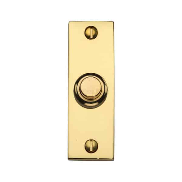 Heritage Brass Rectangular Bell Push 3" x 1" Unlacquered Brass finish